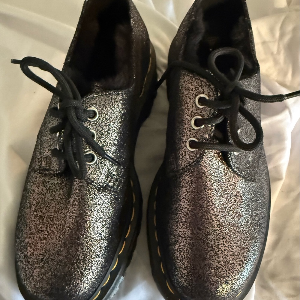 Dr. Martens Silver Glitter Shoes